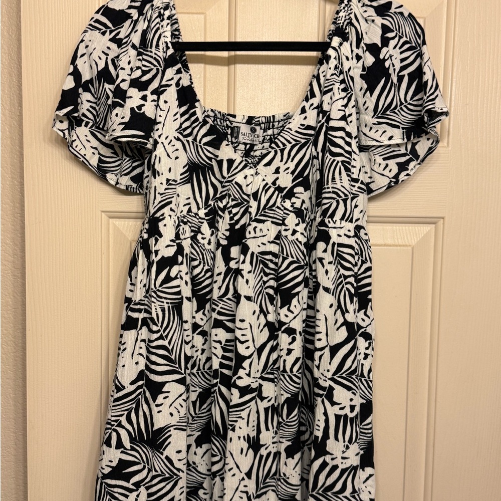 Salty Crew Black and White Patterned Dress